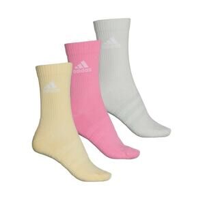 Adidas Women Cushion Socks 3 Pairs Cotton All Season Small Green Yellow Pink NEW